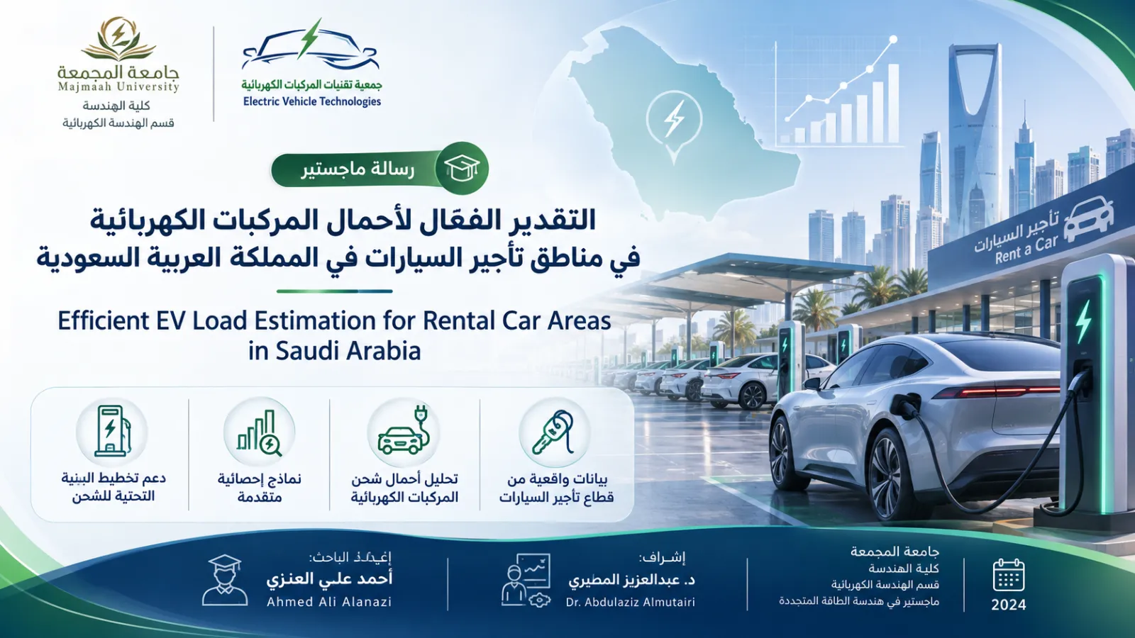 التقدير الفعّال لأحمال المركبات الكهربائية في مناطق تأجير السيارات في المملكة العربية السعودية