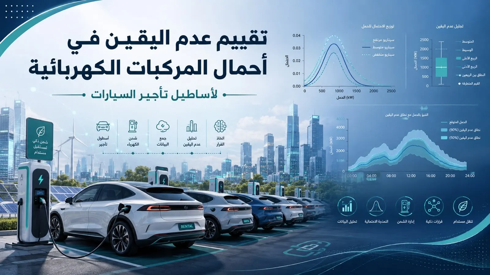 تقييم عدم اليقين في أحمال المركبات الكهربائية لأساطيل تأجير السيارات: رؤى إحصائية لبنية تحتية فعّالة للشحن